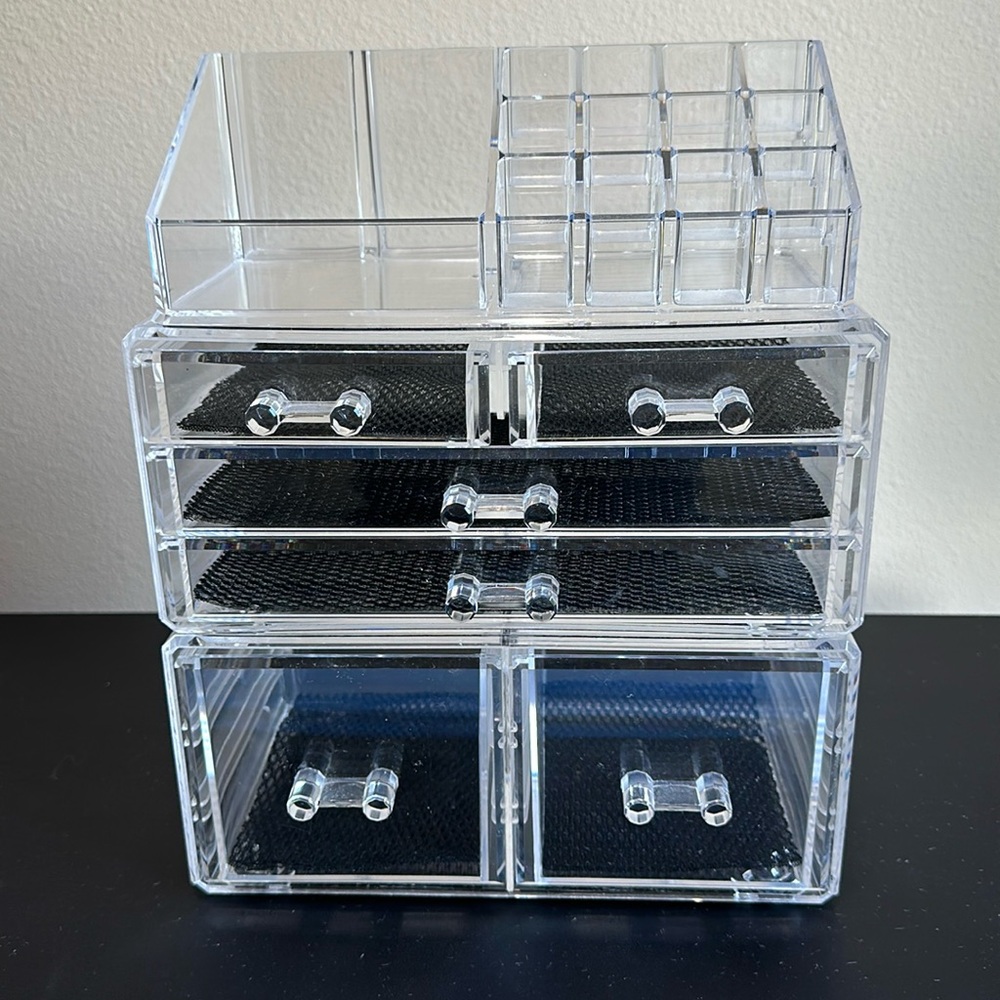 HBlife acrylic clear makeup storage organizer stackable with 6 drawers